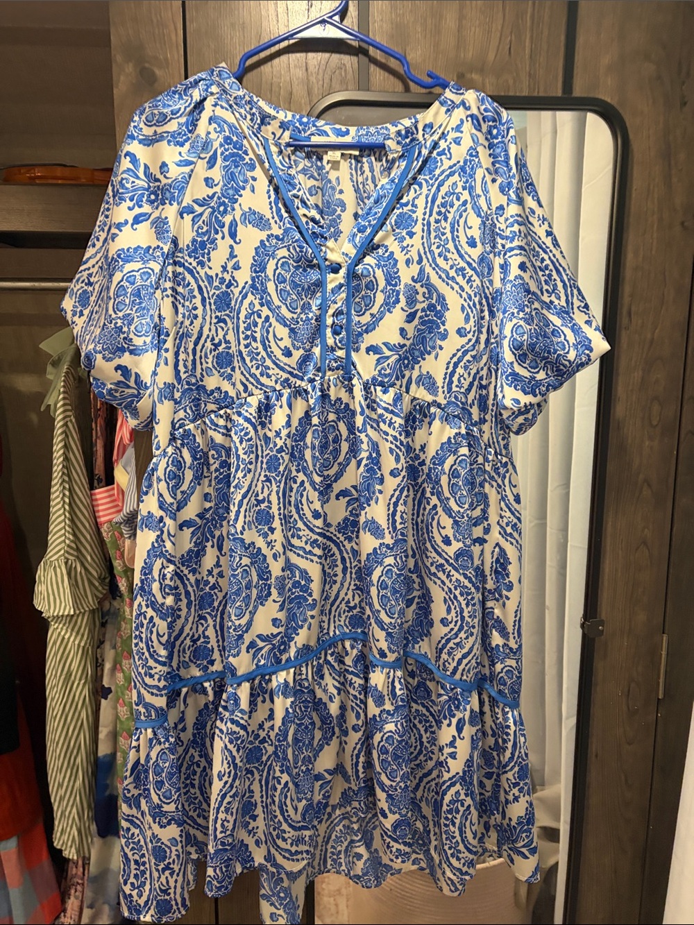 Blue Paisley Tiered Women’s Dress